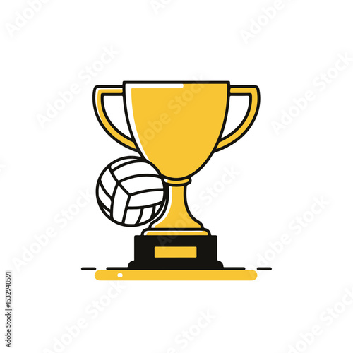 Golden Trophy with Volleyball near it.