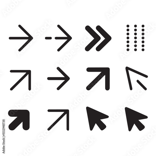 Collection of diverse arrow icons navigation pointers suitable for website design user interface elements graphic design projects