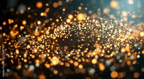 Particles of light scattering in various directions, slowly assembling into recognizable geometric patterns