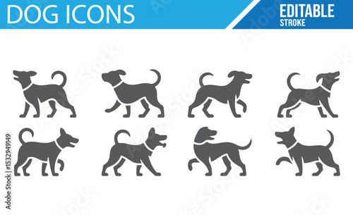 Dog illustration icons for pet industry, animal care, and pet lovers.