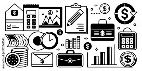 Vector set of international communication, technology, and business icons