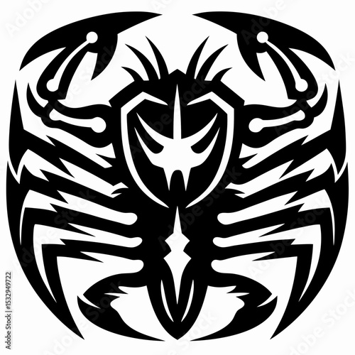 Tribal Scorpion Tattoo Design Line Art Illustration