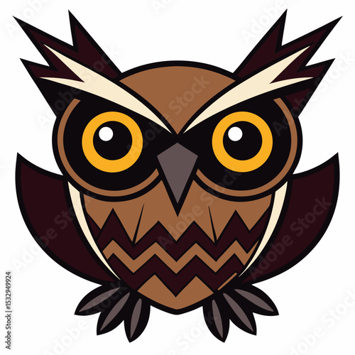 Angry Owl with Lightning Illustration