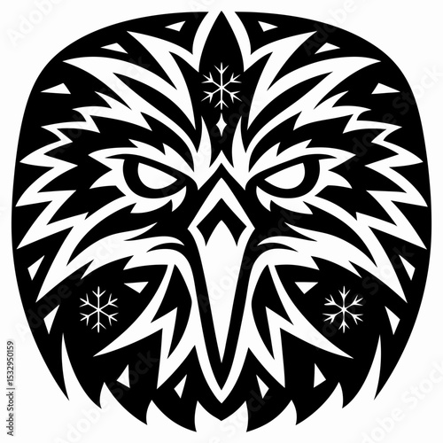 Fierce Falcon Tribal Mask Ice and Feathers Design