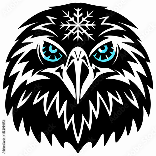 Frozen Vulture Head Illustration  Winter Bird Design