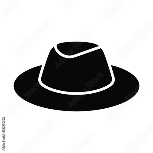 fedora  hat icon vector silhouette on white background.