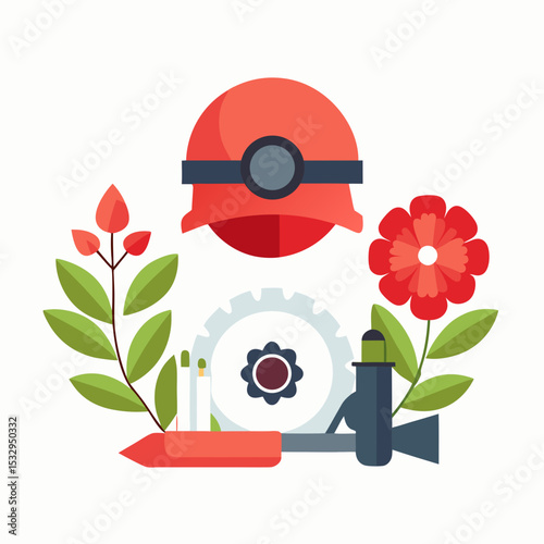 Remembrance Day Memorial Vector with Poppy and Wreath on White Background