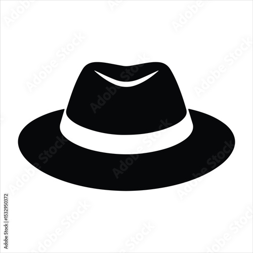 fedora  hat icon vector silhouette on white background.