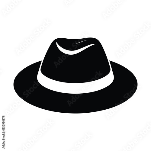 fedora  hat icon vector silhouette on white background.