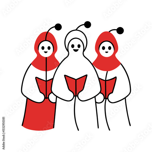 Christmas Carolers as ghosts vector.