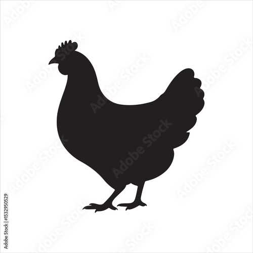 chicken icon vector silhouette on white background.