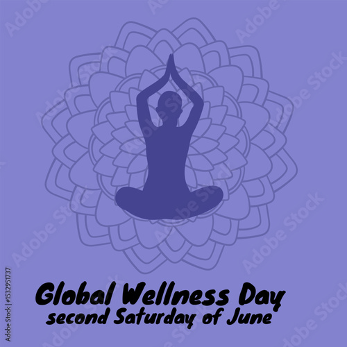 Global Wellness Day, idea of ​​a simple poster, banner, card, postcard or leaflet on the topic of health