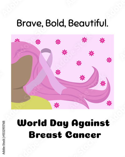 World Day Against Breast Cancer, vertical poster, banner or flyer design about women's health