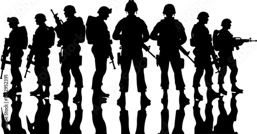  American military, army, Soldiers Vector Silhouette bundle
