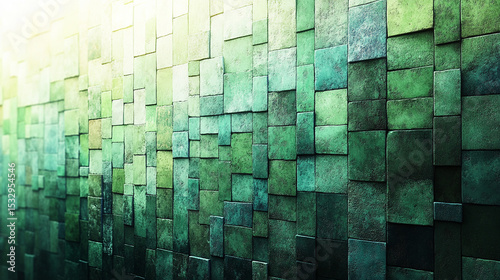 Sunlit Green Tile Wall Texture Background