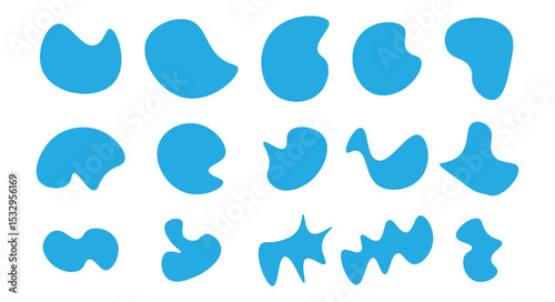 fluid blue blob set vector element