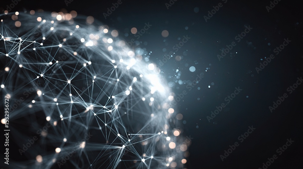 Obraz premium Luminous Network Sphere with Bright Nodes and Dynamic Connections