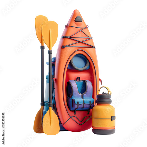 Kayak Adventure Gear with Paddle, and Water Sports.