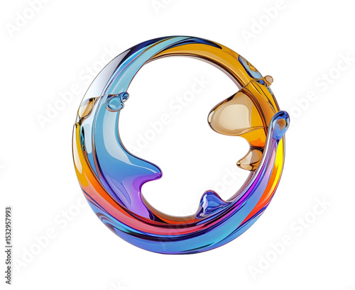3D-rendered fluid round abstract shape with a liquid glass appearance, designed as a futuristic modern banner template or stylized frame. Ideal for tech branding, UI/UX design, digital art, and promot