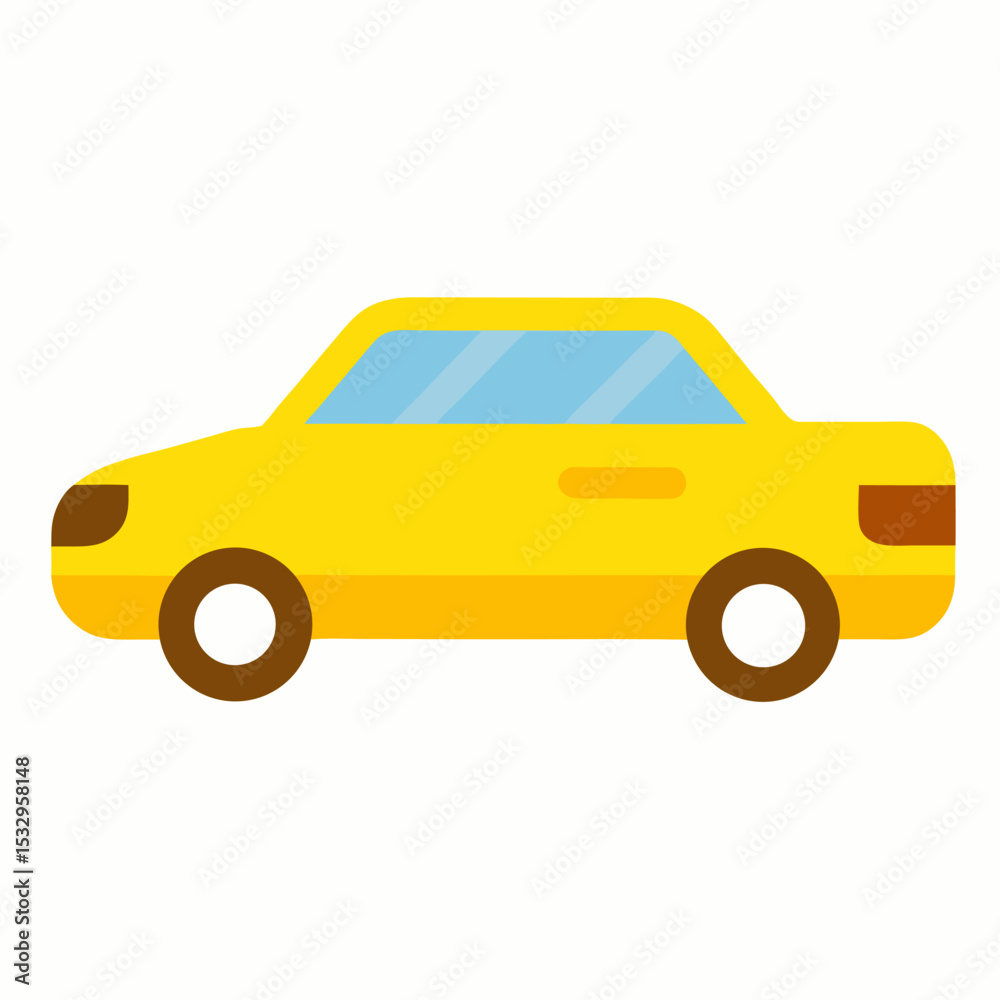 Fototapeta premium new style yellow color taxi car, cab, private car vector icon on white background