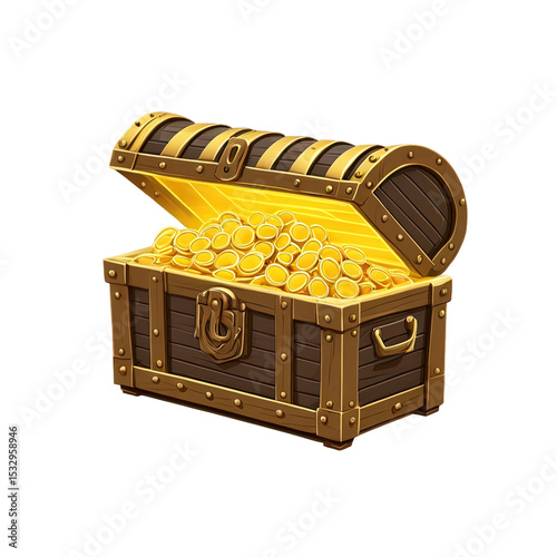 Treasure chest filled with gold coins