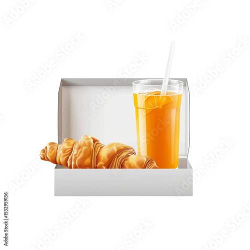 Delicious Croissant and Orange Juice Breakfast Box
