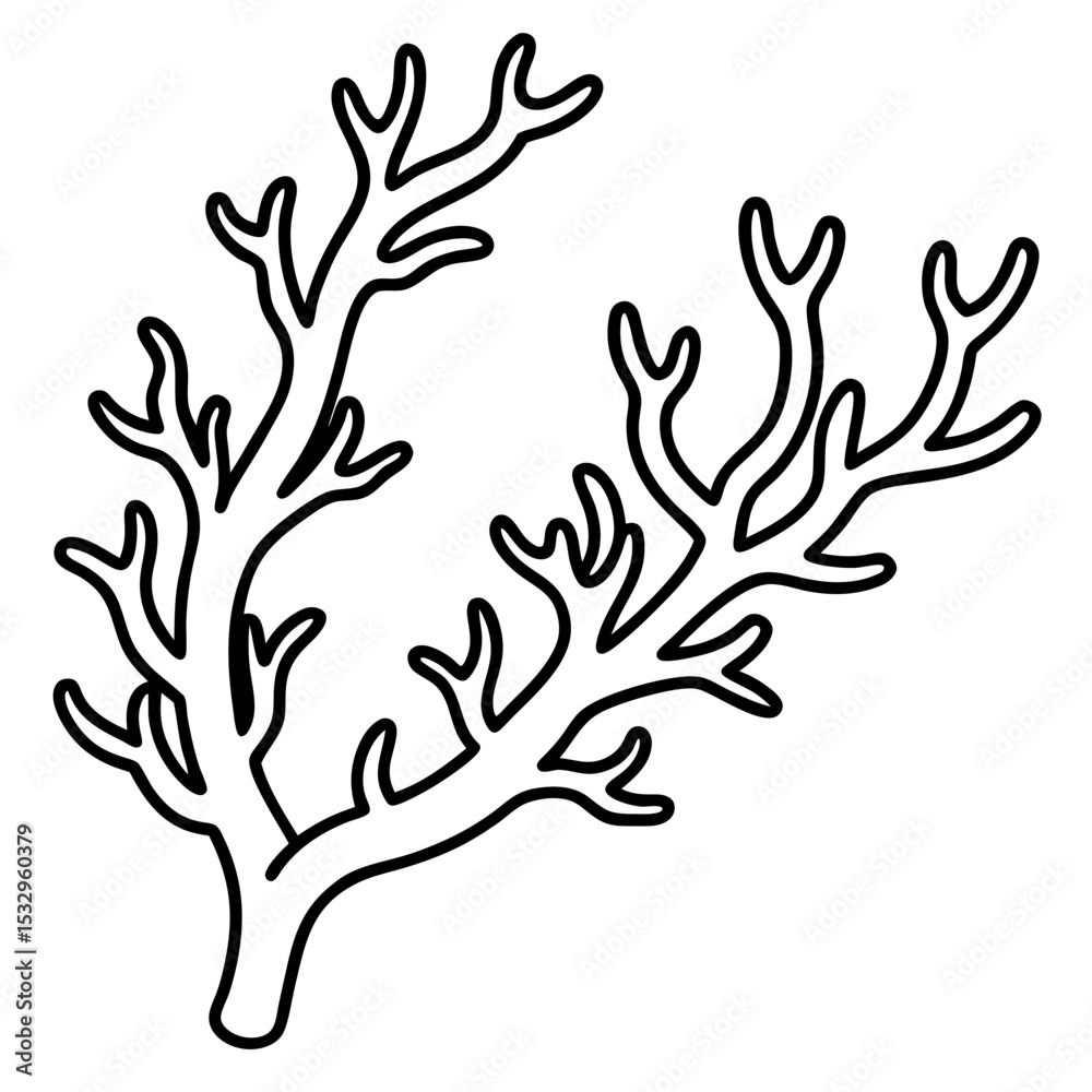 Obraz premium Coral Curve line art vector