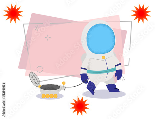 astronaut walking with lunar vehicle