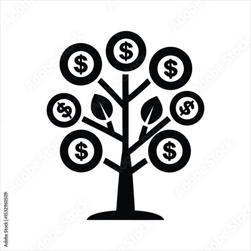 Economic Growth Icon Money Tree Vector