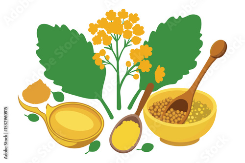 Autumn harvest with fruits and vegetables in a colorful garden illustration
