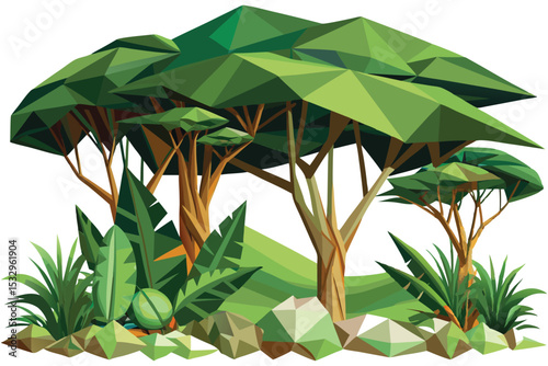 Low poly jungle canopy