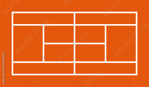 A tennis court diagram showcasing strategic markings, ideal for sports analysis, coaching visuals, and tactical planning.