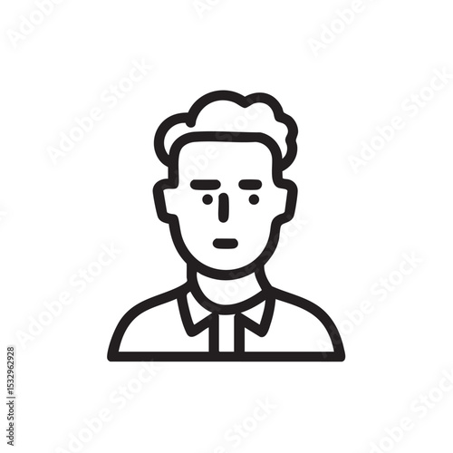 Simple line art depicting a young man with a neutral expression