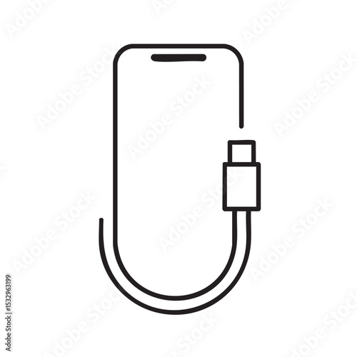 Mobile device charging concept with USB cable connection vector illustration