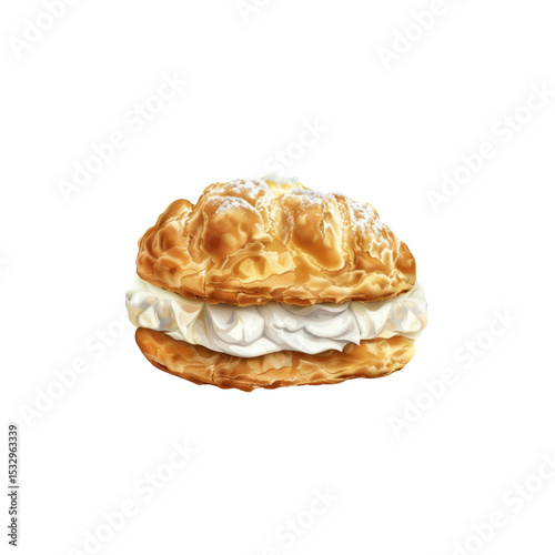Delicious Cream Puff Pastry Dessert - Close-up Studio Shot