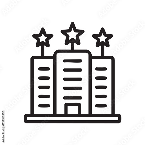 Iconic hotel building with three stars for luxury accommodation vector illustration