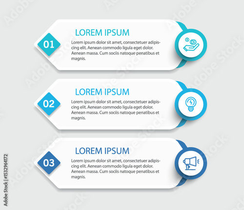 Modern business infographic template with 3 options or steps	

