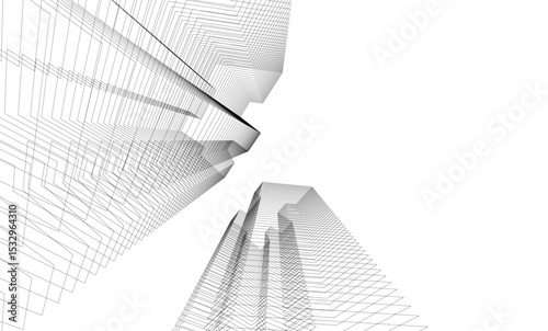 Architectural geometric background, abstract lines 3d