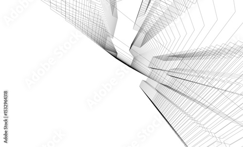 Architectural geometric background, abstract lines 3d