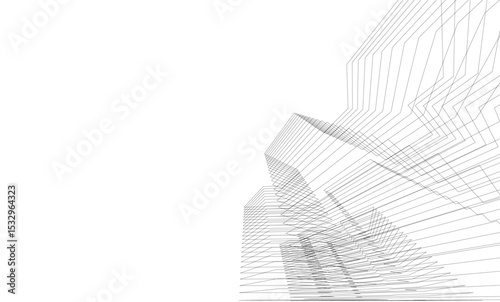 Architectural geometric background, abstract lines 3d