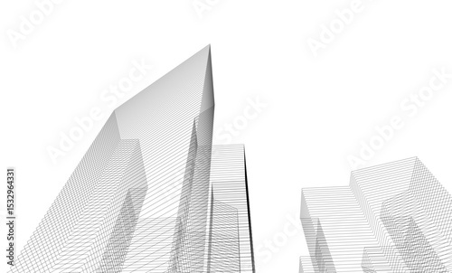 Fototapeta Naklejka Na Ścianę i Meble -  Architectural geometric background, abstract lines 3d