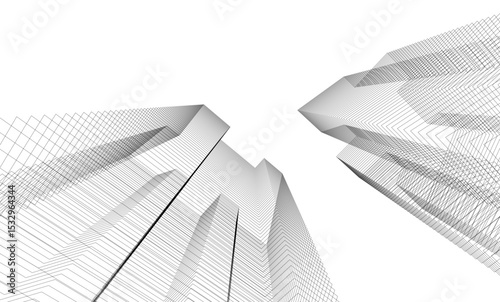 Fototapeta Naklejka Na Ścianę i Meble -  Architectural geometric background, abstract lines 3d