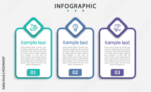 Modern business infographic template with 3 options or steps	
