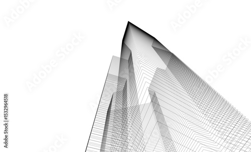 Fototapeta Naklejka Na Ścianę i Meble -  Architectural geometric background, abstract lines 3d