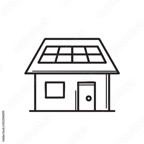 Modern house with solar panels for sustainable living design purposes vector illustration