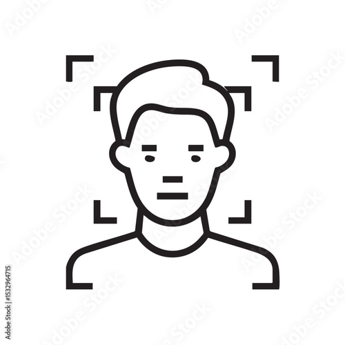 Facial recognition tech in digital security design vector illustration