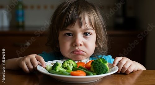 Toddler's Reluctance A Child's Unhappy Expression Towards Vegetables