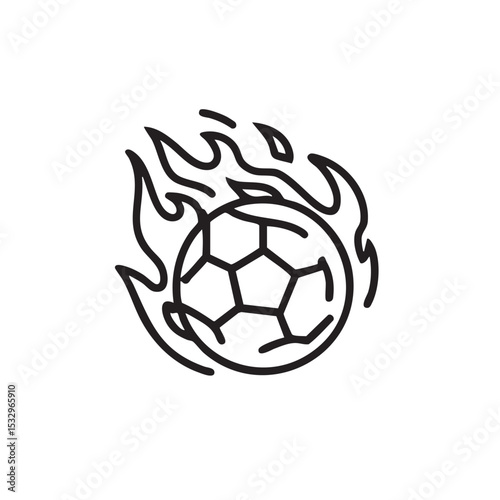 Fiery soccer ball design for sports branding and merchandise use vector illustration