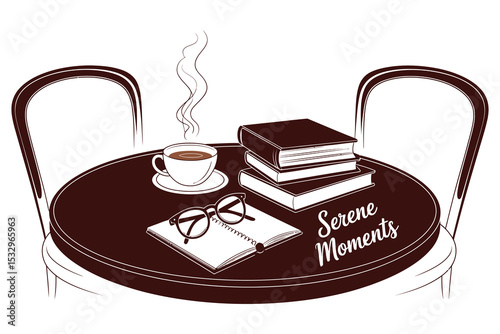 Hot morning coffee drink vector with chocolate and a heart design