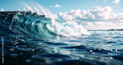 paesaggio marino con grandi onde spumeggianti, viasta di lato